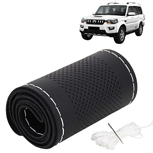 KINGSWAY PU Leatherite Car Steering Cover Sewable