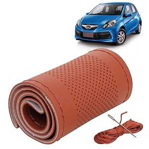 KINGSWAY PU Leatherite Car Steering Cover Sewable