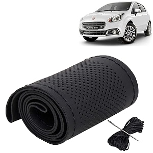 KINGSWAY PU Leatherite Car Steering Cover Sewable
