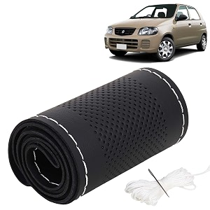 KINGSWAY PU Leatherite Car Steering Cover Sewable