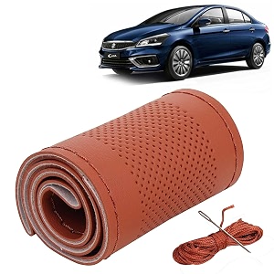 KINGSWAY PU Leatherite Car Steering Cover Sewable