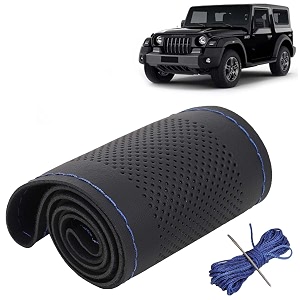 KINGSWAY PU Leatherite Car Steering Cover Sewable