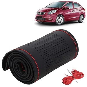 KINGSWAY PU Leatherite Car Steering Cover Sewable