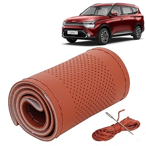 KINGSWAY PU Leatherite Car Steering Cover Sewable
