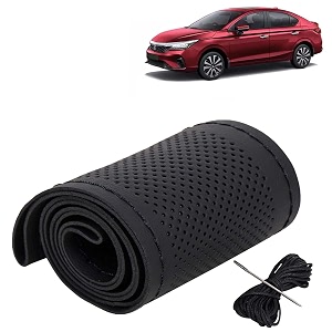 KINGSWAY PU Leatherite Car Steering Cover Sewable