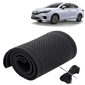 KINGSWAY PU Leatherite Car Steering Cover Sewable