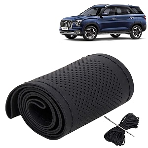 KINGSWAY PU Leatherite Car Steering Cover Sewable
