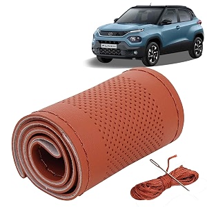 KINGSWAY PU Leatherite Car Steering Cover Sewable