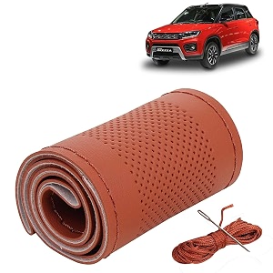 KINGSWAY PU Leatherite Car Steering Cover Sewable