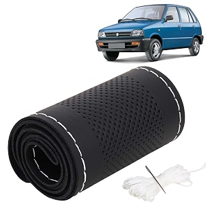 KINGSWAY PU Leatherite Car Steering Cover Sewable