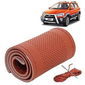 KINGSWAY PU Leatherite Car Steering Cover Sewable