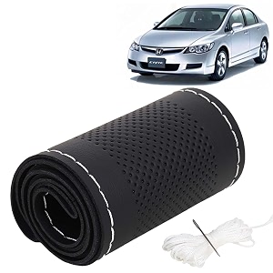 KINGSWAY PU Leatherite Car Steering Cover Sewable