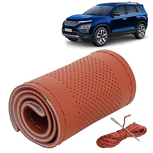 KINGSWAY PU Leatherite Car Steering Cover Sewable