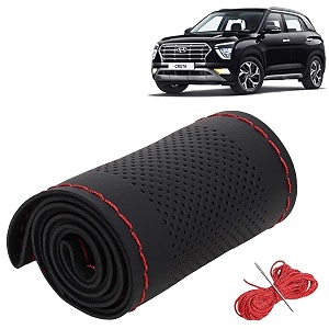 KINGSWAY PU Leatherite Car Steering Cover Sewable