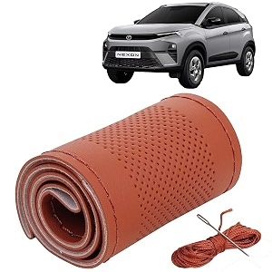 KINGSWAY PU Leatherite Car Steering Cover Sewable