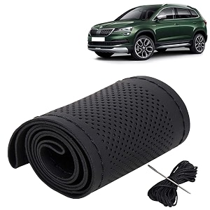 KINGSWAY PU Leatherite Car Steering Cover Sewable
