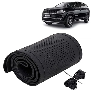 KINGSWAY PU Leatherite Car Steering Cover Sewable