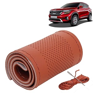 KINGSWAY PU Leatherite Car Steering Cover Sewable