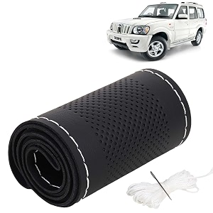 KINGSWAY PU Leatherite Car Steering Cover Sewable