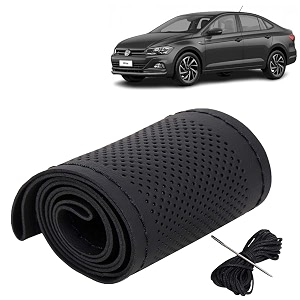KINGSWAY PU Leatherite Car Steering Cover Sewable