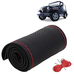 KINGSWAY PU Leatherite Car Steering Cover Sewable