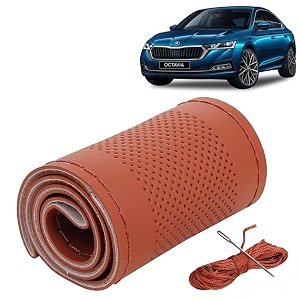 KINGSWAY PU Leatherite Car Steering Cover Sewable