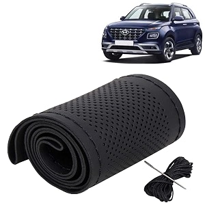 KINGSWAY PU Leatherite Car Steering Cover Sewable