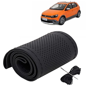 KINGSWAY PU Leatherite Car Steering Cover Sewable