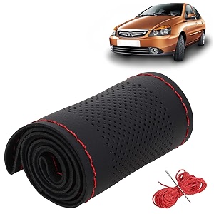 KINGSWAY PU Leatherite Car Steering Cover Sewable