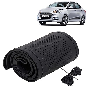 KINGSWAY PU Leatherite Car Steering Cover Sewable