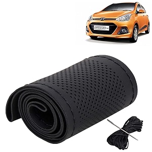 KINGSWAY PU Leatherite Car Steering Cover Sewable