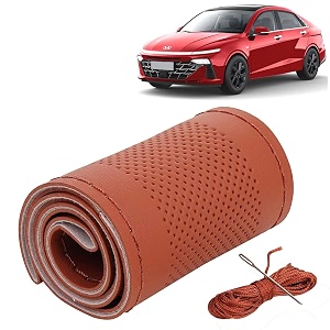 KINGSWAY PU Leatherite Car Steering Cover Sewable