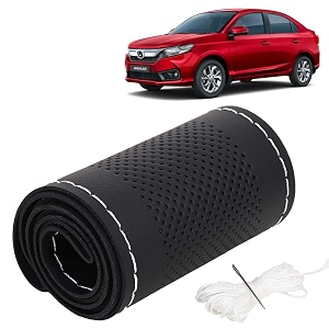 KINGSWAY PU Leatherite Car Steering Cover Sewable