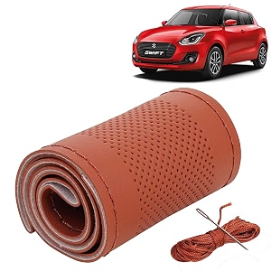 KINGSWAY PU Leatherite Car Steering Cover Sewable