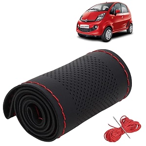 KINGSWAY PU Leatherite Car Steering Cover Sewable