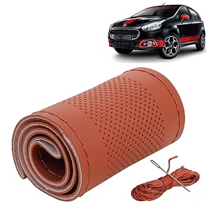 KINGSWAY PU Leatherite Car Steering Cover Sewable