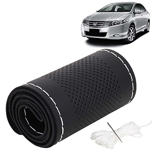 KINGSWAY PU Leatherite Car Steering Cover Sewable