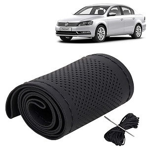 KINGSWAY PU Leatherite Car Steering Cover Sewable