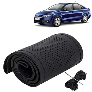 KINGSWAY PU Leatherite Car Steering Cover Sewable