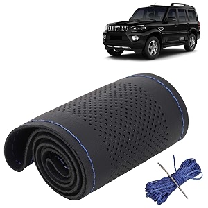 KINGSWAY PU Leatherite Car Steering Cover Sewable