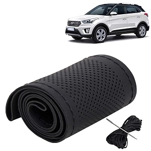 KINGSWAY PU Leatherite Car Steering Cover Sewable
