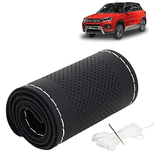KINGSWAY PU Leatherite Car Steering Cover Sewable