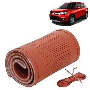 KINGSWAY PU Leatherite Car Steering Cover Sewable