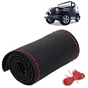 KINGSWAY PU Leatherite Car Steering Cover Sewable