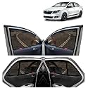 Kingsway car Magnetic Sun Shades/Curtains for Skoda Rapid (2017 Onwards) with Rear windsheild (Half, Black Color, Cotton, Set of 5)