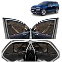 Kingsway® Safari Car Sun Shade Half Cut Magnetic Curtains for 2021 to 2023 Model, Compatible with Tata Safari Side Window Sunshade, Only Half Cut in Front Window with Rear Windshield, Black, 7pcs