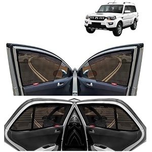 kingsway car magnetic sun shades curtains with rear windshield for mahindra scorpio black set of 7