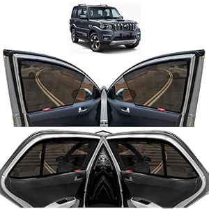 kingsway scorpio classic car sun shade half cut magnetic curtains for 2022 onwards compatible with mahindra scorpio classic side window half cut in front window with rear windshield black 7pcs