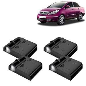 kingsway tata shadow light compatible with zest year 2014 to 2019 ir led projector ghost lamp ambient light car accessories 3d logo of car brand projected on the ground pack of 4 pcs