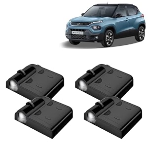 kingsway tata shadow light compatible with zest year 2014 to 2019 ir led projector ghost lamp ambient light car accessories 3d logo of car brand projected on the ground pack of 4 pcs